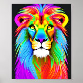 Neon Rainbow Lion Poster (Vorne)