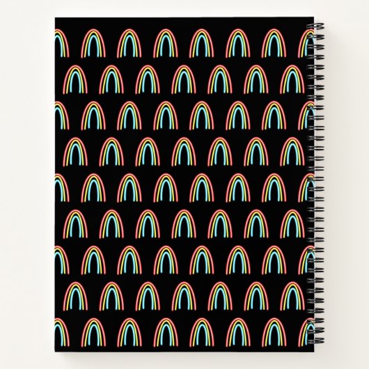 Neon Rainbow Monogram Black Notizblock (Rückseite)