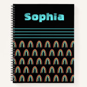 Neon Rainbow Monogram Black Notizblock (Vorderseite)