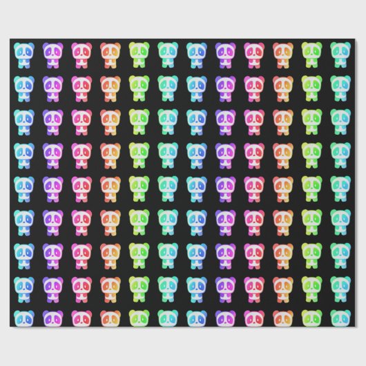Neon Rainbow Pandas Geschenkpapier (Flach)