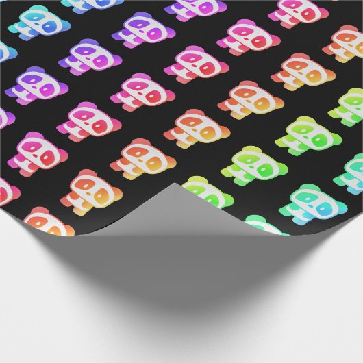 Neon Rainbow Pandas Geschenkpapier (Ecke)