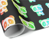 Neon Rainbow Pandas Geschenkpapier (Rolleneckpunkt)
