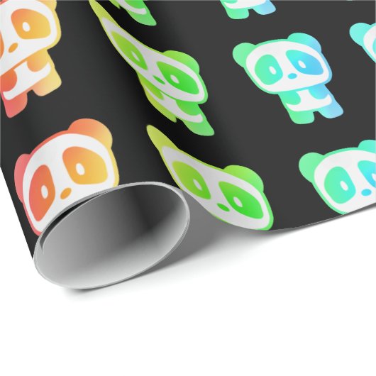 Neon Rainbow Pandas Geschenkpapier (Rolleneckpunkt)