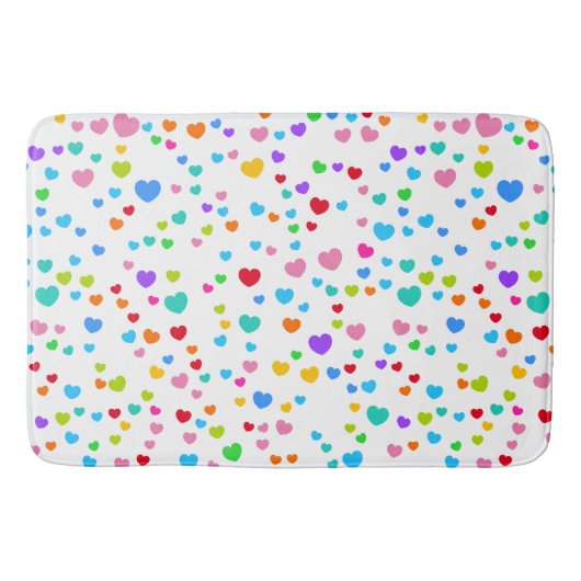 Neon Rainbow Pink Hearts Pattern Art Badematte (Vorderseite)