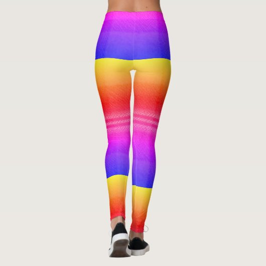 Neon Rainbow Plaid Gradient Block Print Leggings (Rückseite)