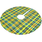 Neon Rainbow Plaid Gradient Block Print Polyester Weihnachtsbaumdecke (Schrägansicht)