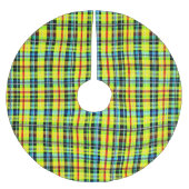 Neon Rainbow Plaid Gradient Block Print Polyester Weihnachtsbaumdecke (Vorderseite)