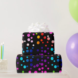 Neon Rainbow Polka Dots Geschenkpapier