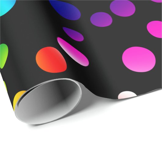 Neon Rainbow Polka Dots Geschenkpapier (Rolleneckpunkt)