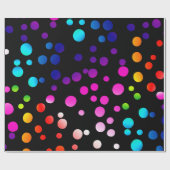 Neon Rainbow Polka Dots on Black Geschenkpapier (Flach)