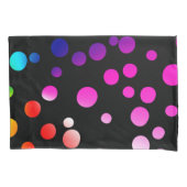 Neon Rainbow Polka Punkte auf schwarz Kissenbezug (Vorderseite-Links)