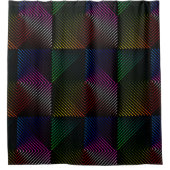 Neon Rainbow Prism Squares auf schwarz Duschvorhang (Vorderseite)