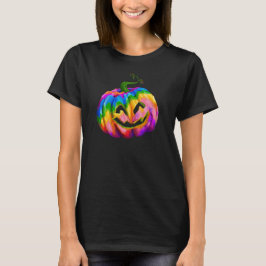 Neon Rainbow Pumpkin Halloween T - Shirt