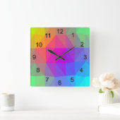 Neon Rainbow Quadratische Wanduhr (Zuhause)