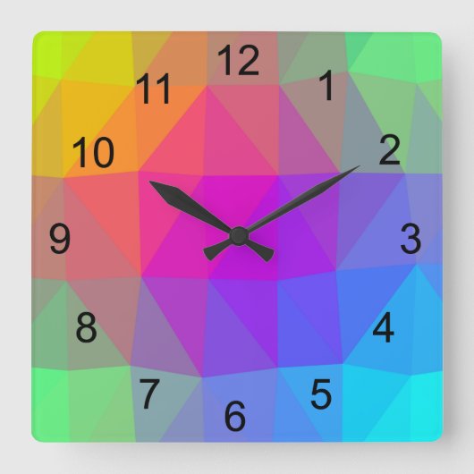 Neon Rainbow Quadratische Wanduhr (Vorderseite)