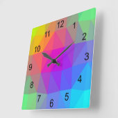 Neon Rainbow Quadratische Wanduhr (Winkel)