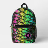 Neon Rainbow Reptile Snake Monogram Bedruckter Rucksack (Vorderseite)
