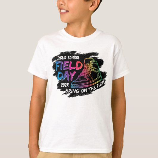 Neon Rainbow Sneaker School Field Day Personalisie T-Shirt (Vorderseite)