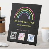 Neon Rainbow Social Media Scan Codes Sockelschild (In Situ)