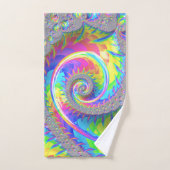 Neon Rainbow Spirale Fraktal Abstrakte Digitale Ku Badhandtuch Set (Handtuch)