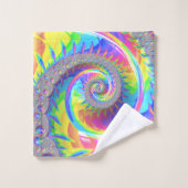 Neon Rainbow Spirale Fraktal Abstrakte Digitale Ku Badhandtuch Set (Waschlappen)