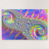 Neon Rainbow Spirale Fraktal Abstrakte Digitale Ku Puzzle (Horizontal)