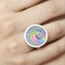 Neon Rainbow Spirale Fraktal Abstrakte Digitale Ku
