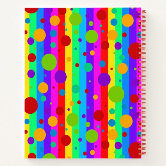 Neon Rainbow Strip und Polka Dot Custom Notizblock (Rückseite)