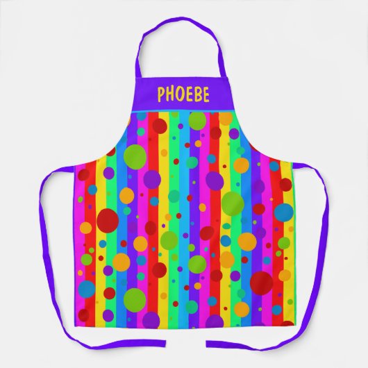 Neon Rainbow Strip und Polka Dot Custom Schürze (Vorderseite)