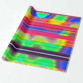 Neon Rainbow Strip Wrapping Paper Geschenkpapier (Ungerollt)