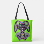 Neon Rainbow Sugar Skull Bunny Tasche (Rückseite)
