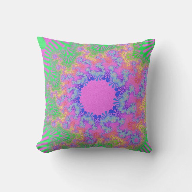 Neon Rainbow Sunburst Throw Kissen (Vorderseite)