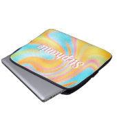 Neon Rainbow Swirl Personalisierter Name Laptopschutzhülle (Vorne Knopf)
