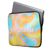 Neon Rainbow Swirl Personalisierter Name Laptopschutzhülle (Vorderseite Links)
