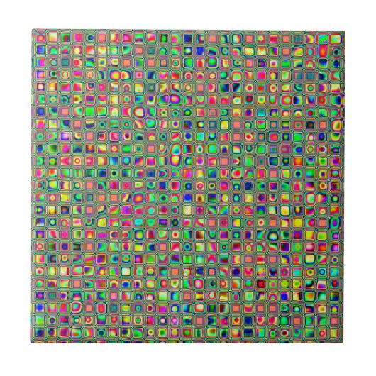 Neon Rainbow Textured Mosaic Tiles Pattern Fliese (Vorderseite)