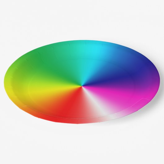 Neon Rainbow Vortex Pappteller (Schrägansicht)