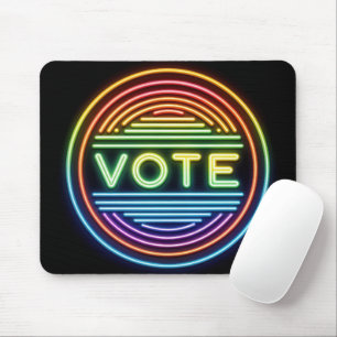 Neon Rainbow Vote Sign Mousepad