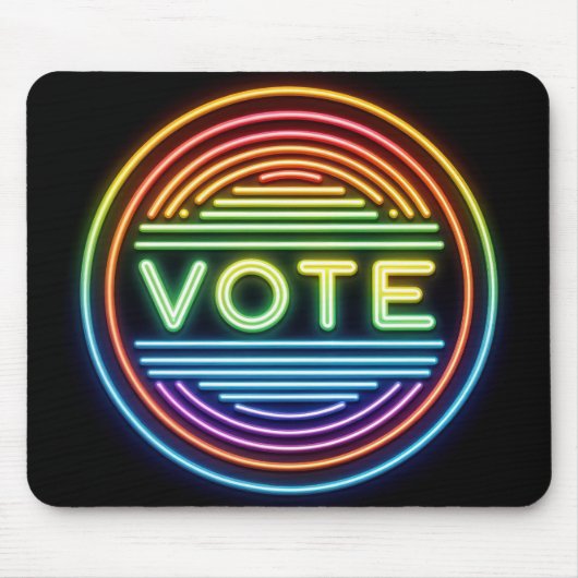 Neon Rainbow Vote Sign Mousepad (Vorne)