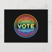 Neon Rainbow Vote Sign Postkarte (Vorderseite)