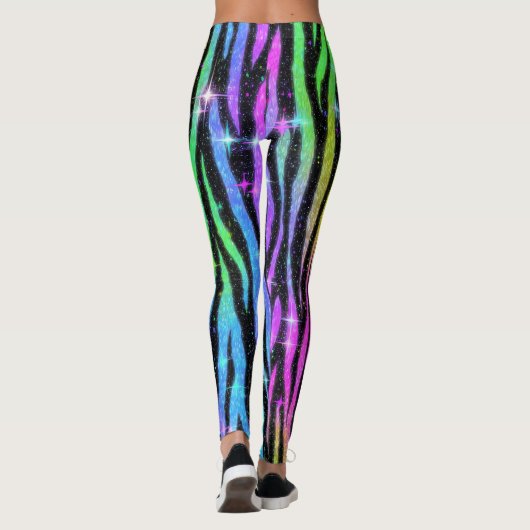 Neon Rainbow Zebra 90er Nostalgie Leggings (Rückseite)