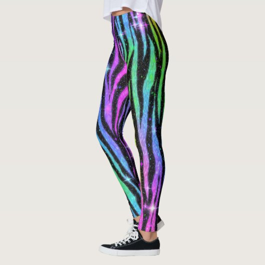 Neon Rainbow Zebra 90er Nostalgie Leggings (Links)