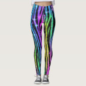 Neon Rainbow Zebra 90er Nostalgie Leggings (Vorderseite)