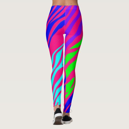 Neon Rainbow Zebra Leggings (Rückseite)