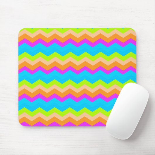 Neon Rainbow Zigzag Mousepad (Mit Mouse)