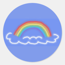 Neon Rainbows Round Stickers (Denim Blue)