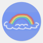 Neon Rainbows Round Stickers (Denim Blue) (Vorderseite)