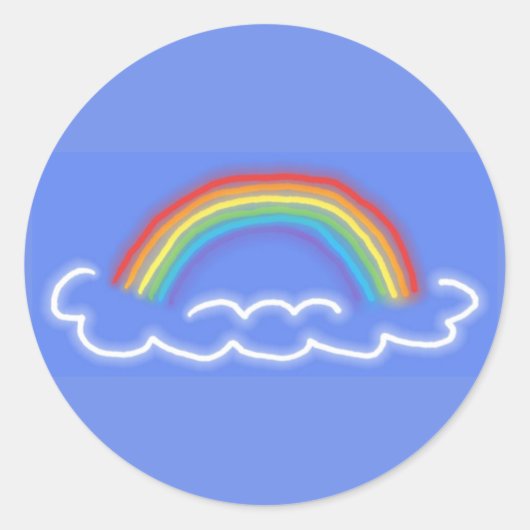 Neon Rainbows Round Stickers (Denim Blue) (Vorderseite)