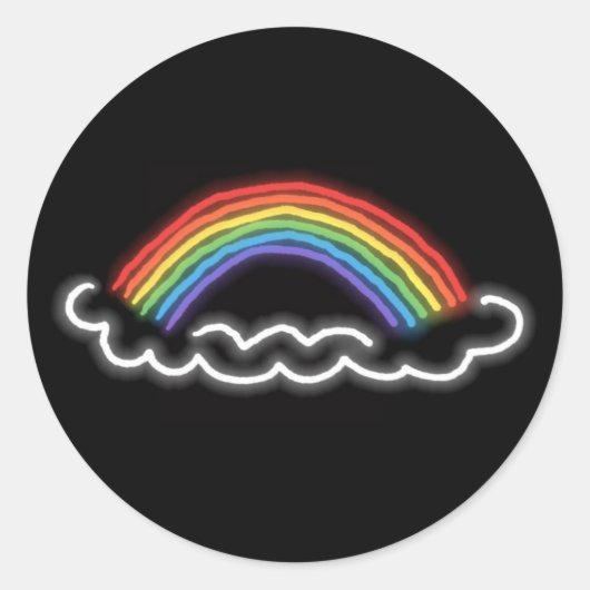Neon Rainbows Round Stickers (schwarz) (Vorderseite)