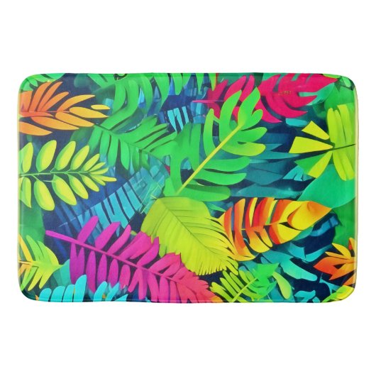 Neon Rainforest Fantasy Badematte (Vorderseite)