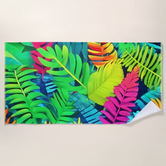 Neon Rainforest Fantasy Strandtuch (Vorderseite)